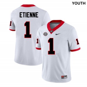 Georgia Bulldogs #1 Youth Trevor Etienne Jersey White College Football Replica